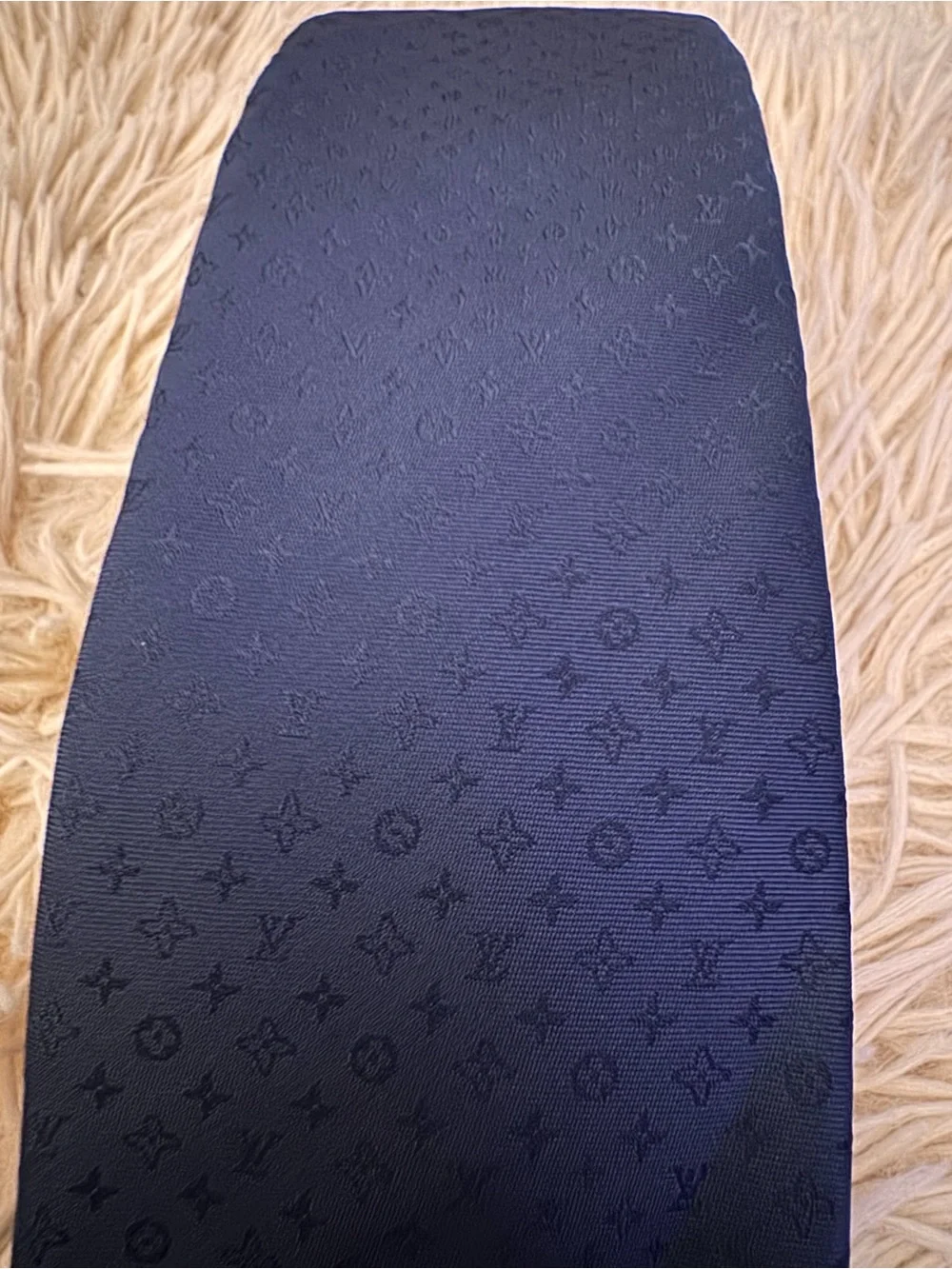 Louis Vuitton Navy Tonal Silk Monogram Men's Tie